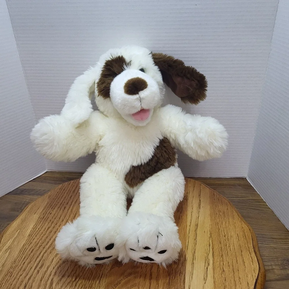 Build A Bear Workshop Brown & White Spotted Happy Puppy Plush Dog Stuffed Animal